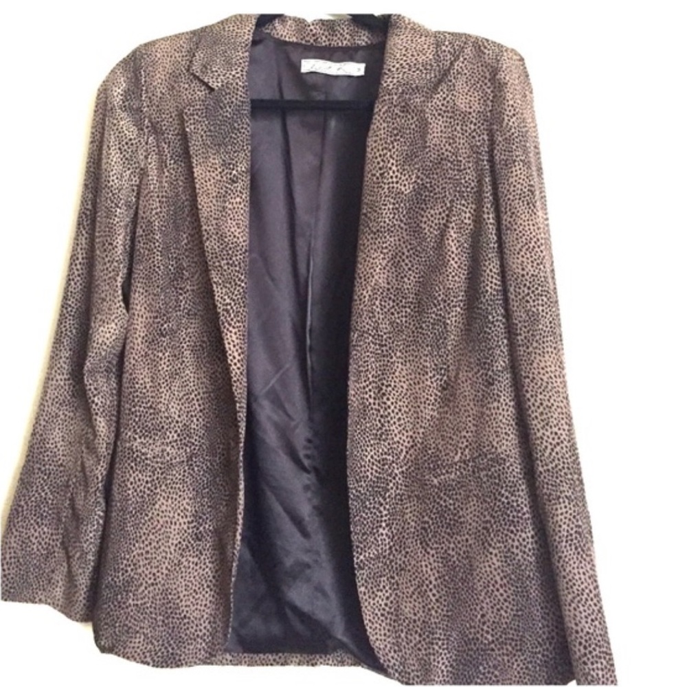 Brown and black leopard detail blazer